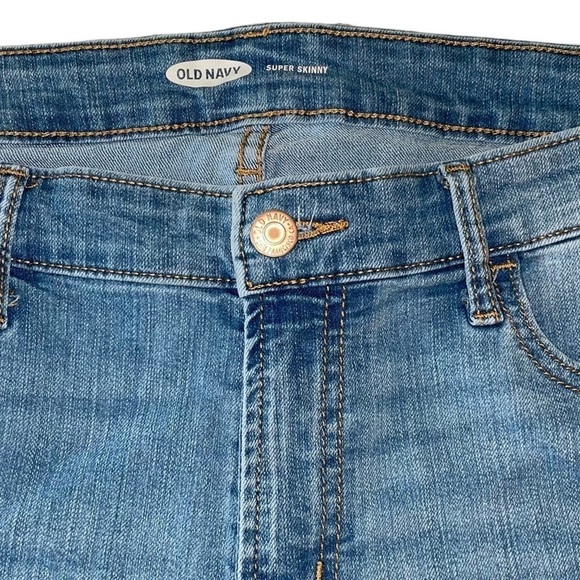 Old Navy Blue Denim Jeans Super Skinny Light Wash High Rise Size 10 Tall - Picture 3 of 5